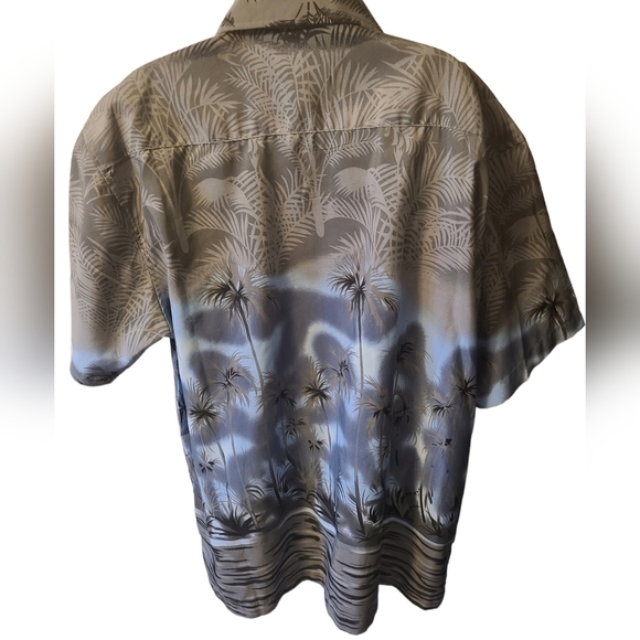 ALOHA Joe Hawaiian Palm Print Button Up Short Sleeve Gray Multi Shirt Size XL - Picture 3 of 5